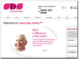 http://www.samedaysmiles.co.uk website