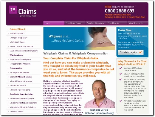 http://www.1stclaims.co.uk/whiplash-compensation/whiplash-claims.php website
