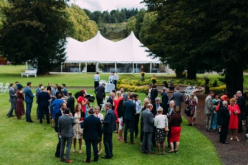 Guests at wedding marquee hire