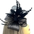 Metallic Black Hair Fascinator with Diamanté & Feather Flower