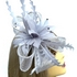 Metallic Silver Hair Fascinator with Diamanté & Feather Flower