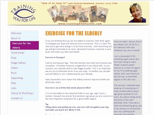http://www.trainingyouforlife.com/exercise-for-the-elderly.php website