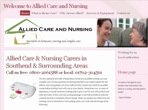 https://www.alliedcareandnursing.co.uk/ website